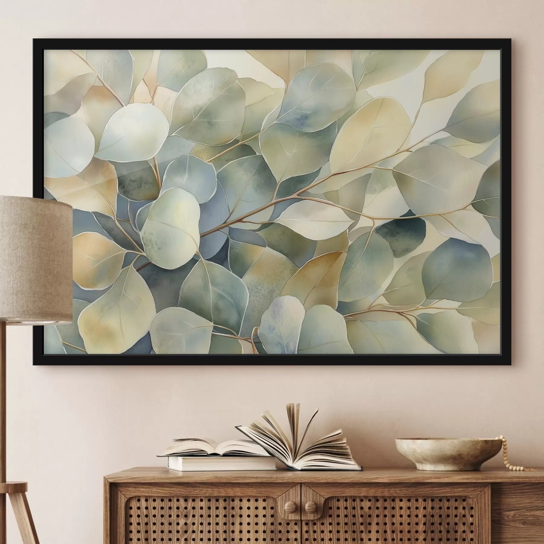 Fototapete Eukalyptusblätter, Aquarellstil, Natur f44502