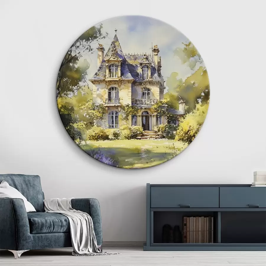 Wandbilder Französisches Landhaus, Aquarellstil, Lavendelfelder r44501