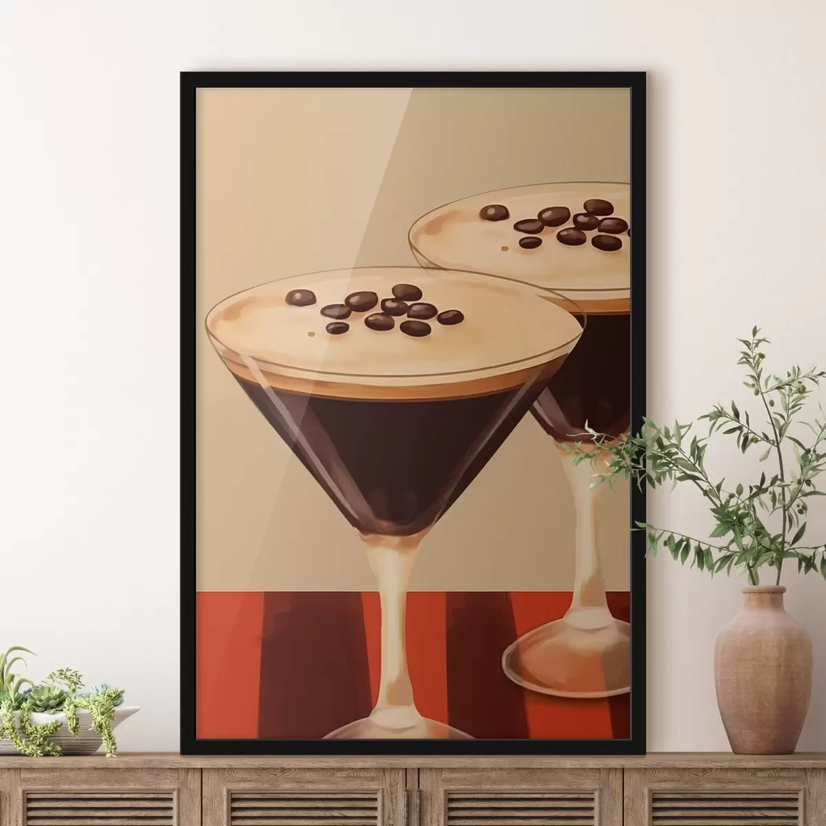 Poster Zwei Cocktails mit Kaffeebohnen in Gläsern f44679