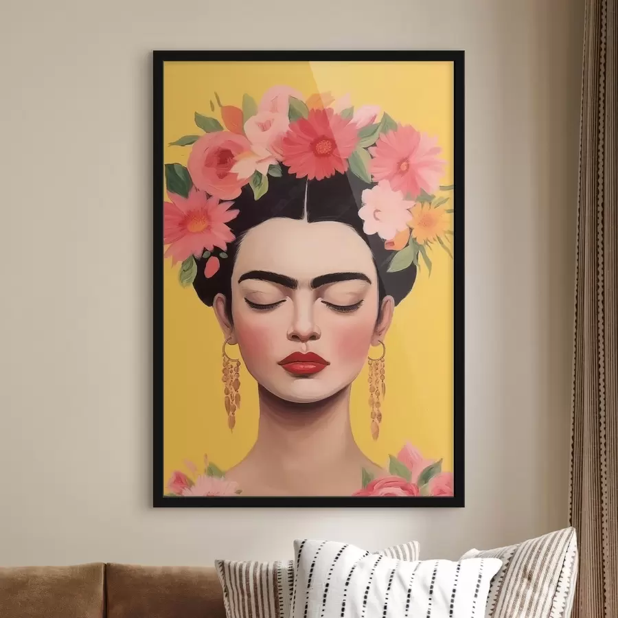 Fototapete Frauenporträt mit Blumen im Haar f44680