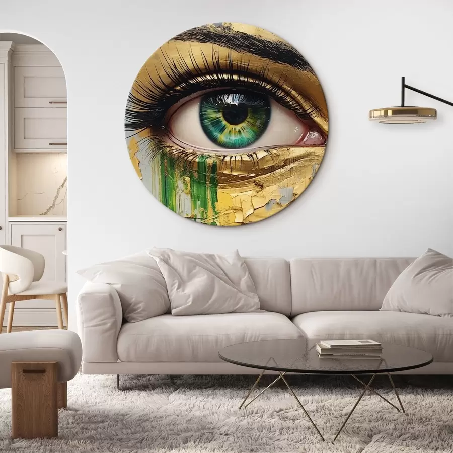 Fototapete Grünes Auge auf dem Hintergrund von gerissener Farbe r44690