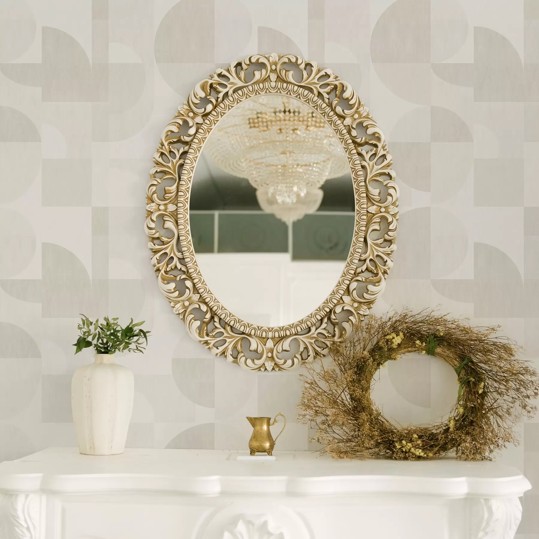 Fototapete Minimalistische Geometrie in heller Creme-Palette a00189