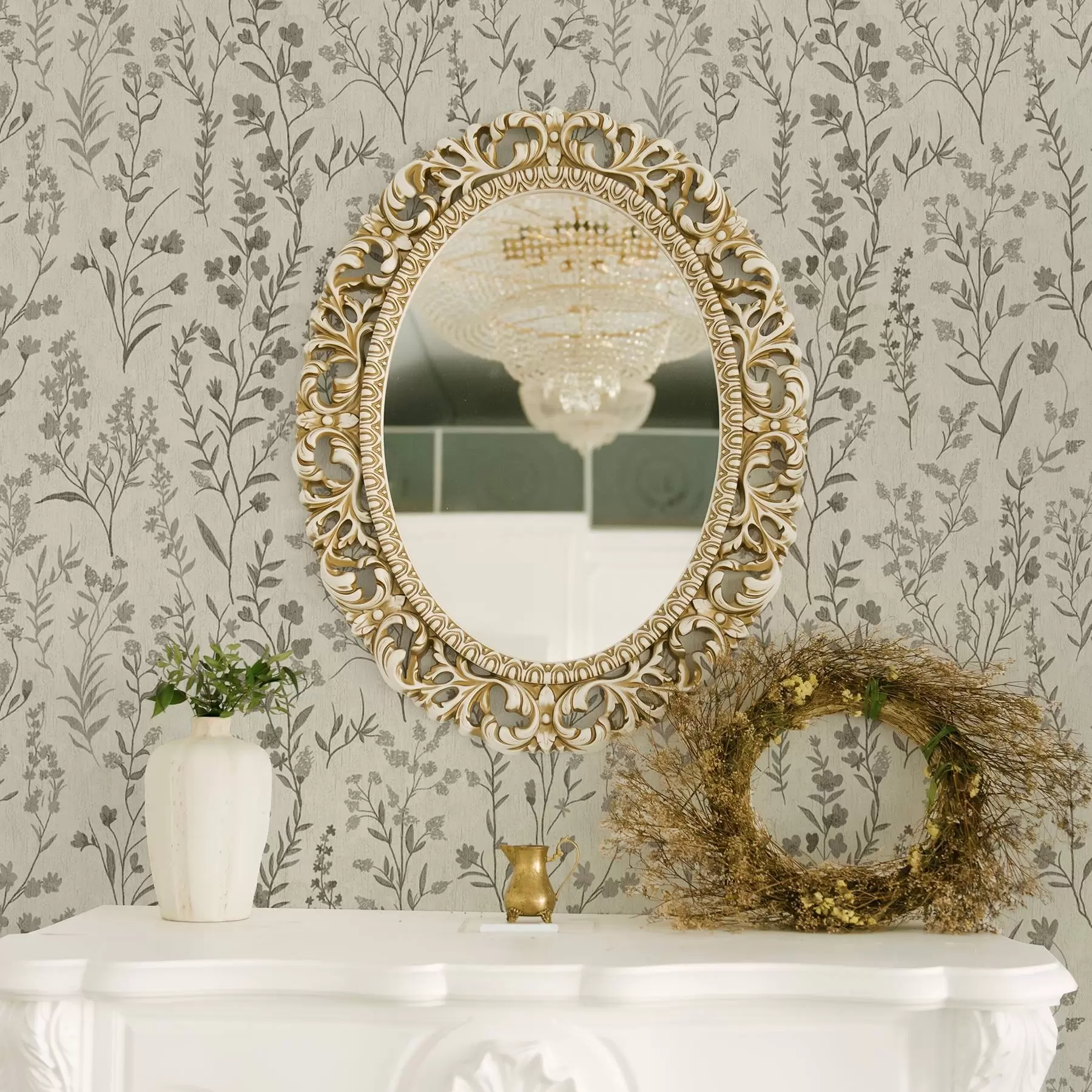 Fototapete Monochrome Wiesengräser im Vintage-Stil a00192