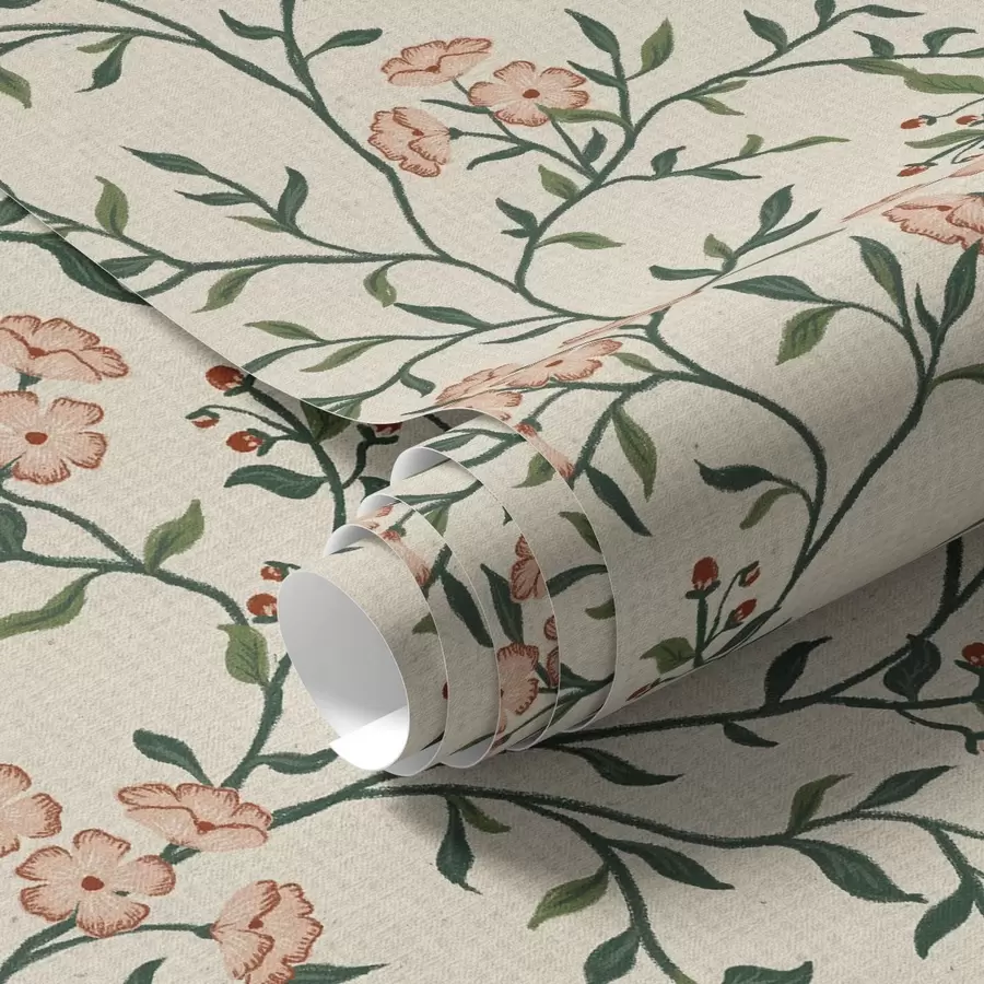 Fototapete Durchbrochene Zweige mit Korallenblüten, florales Muster a00221