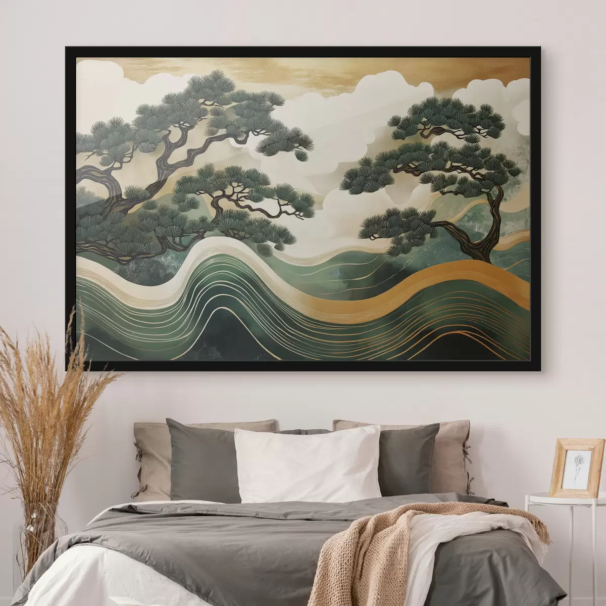 Poster Abstrakte Landschaften mit Kiefern, chinesischer Stil f44720