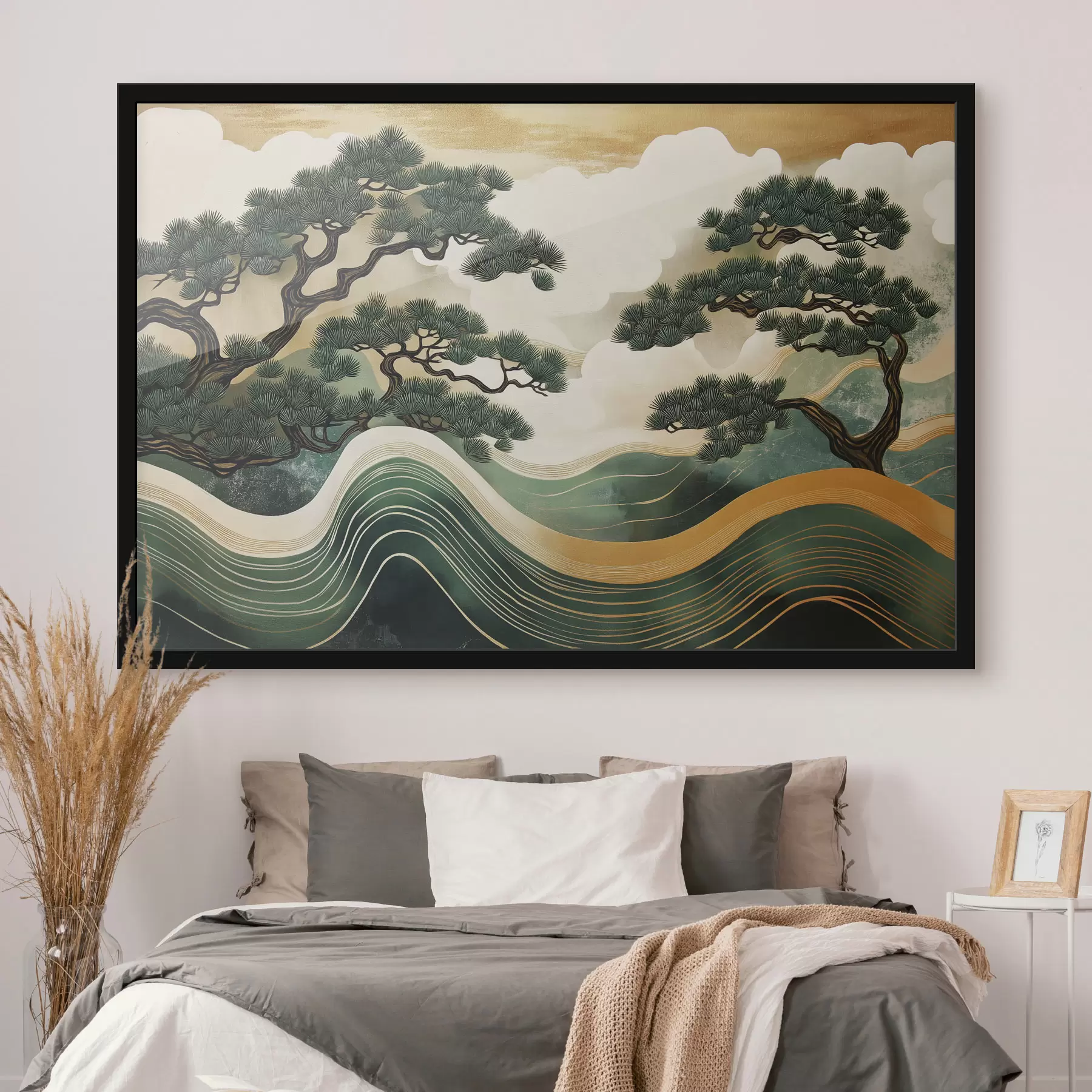 Fototapete Abstrakte Landschaften mit Kiefern, chinesischer Stil f44720