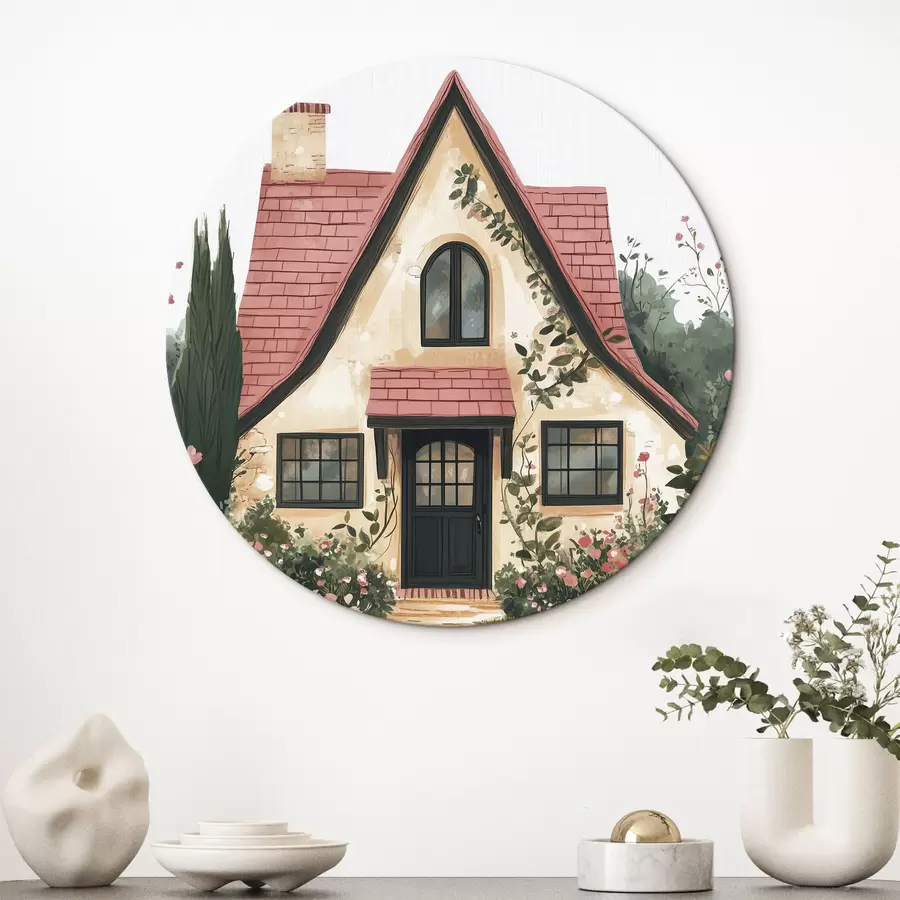 Wandbilder Ein märchenhaftes Haus im Wald, Rosen, Pastellfarben r44718