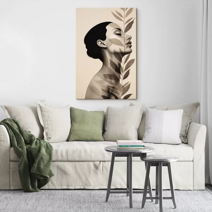 Wandbilder Weibliches Profil mit floralem Muster s44725