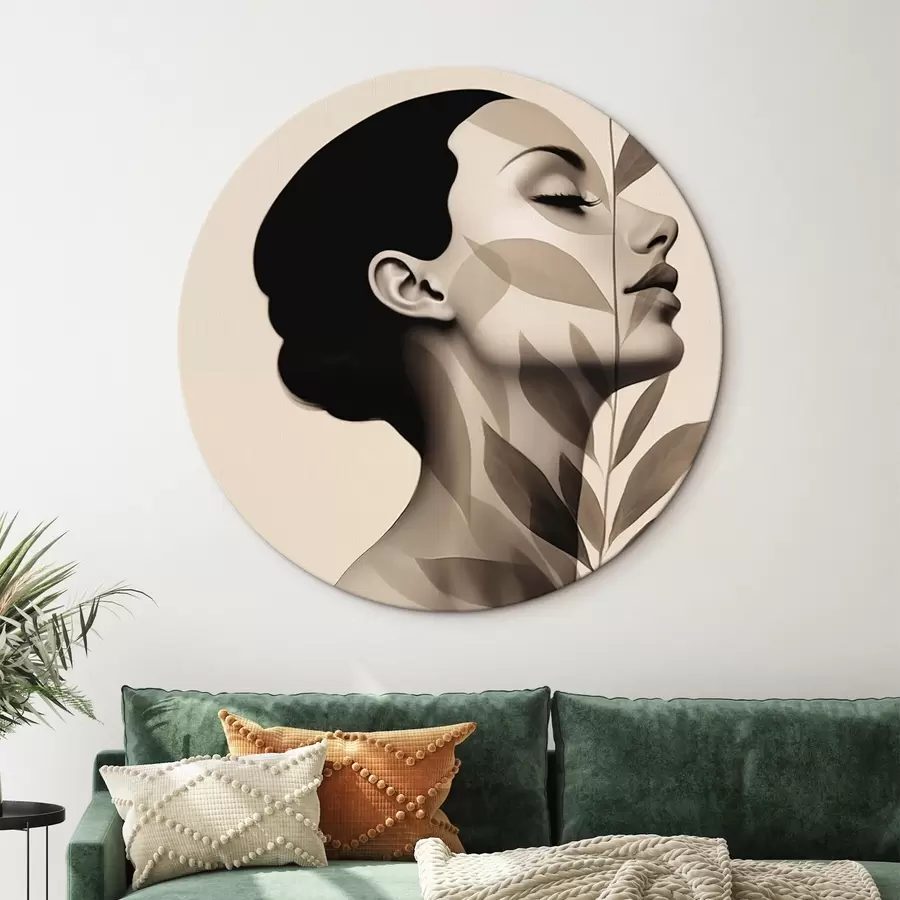 Wandbilder Weibliches Profil mit floralem Muster r44725