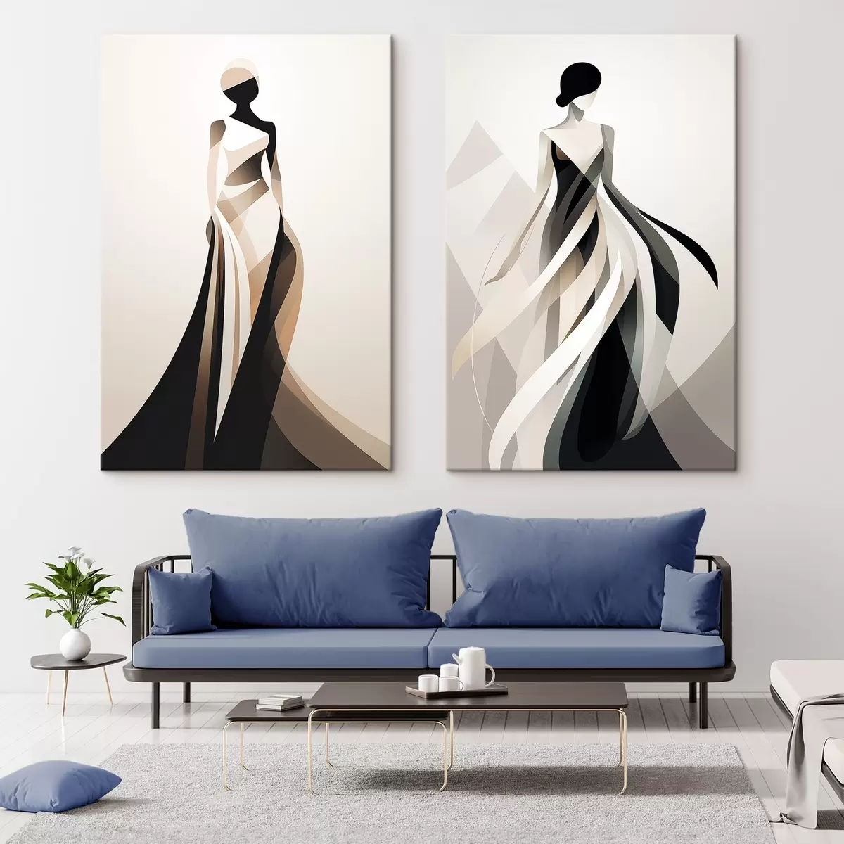 Wandbilder Silhouettenkomposition in hellen und dunklen Tönen m00465