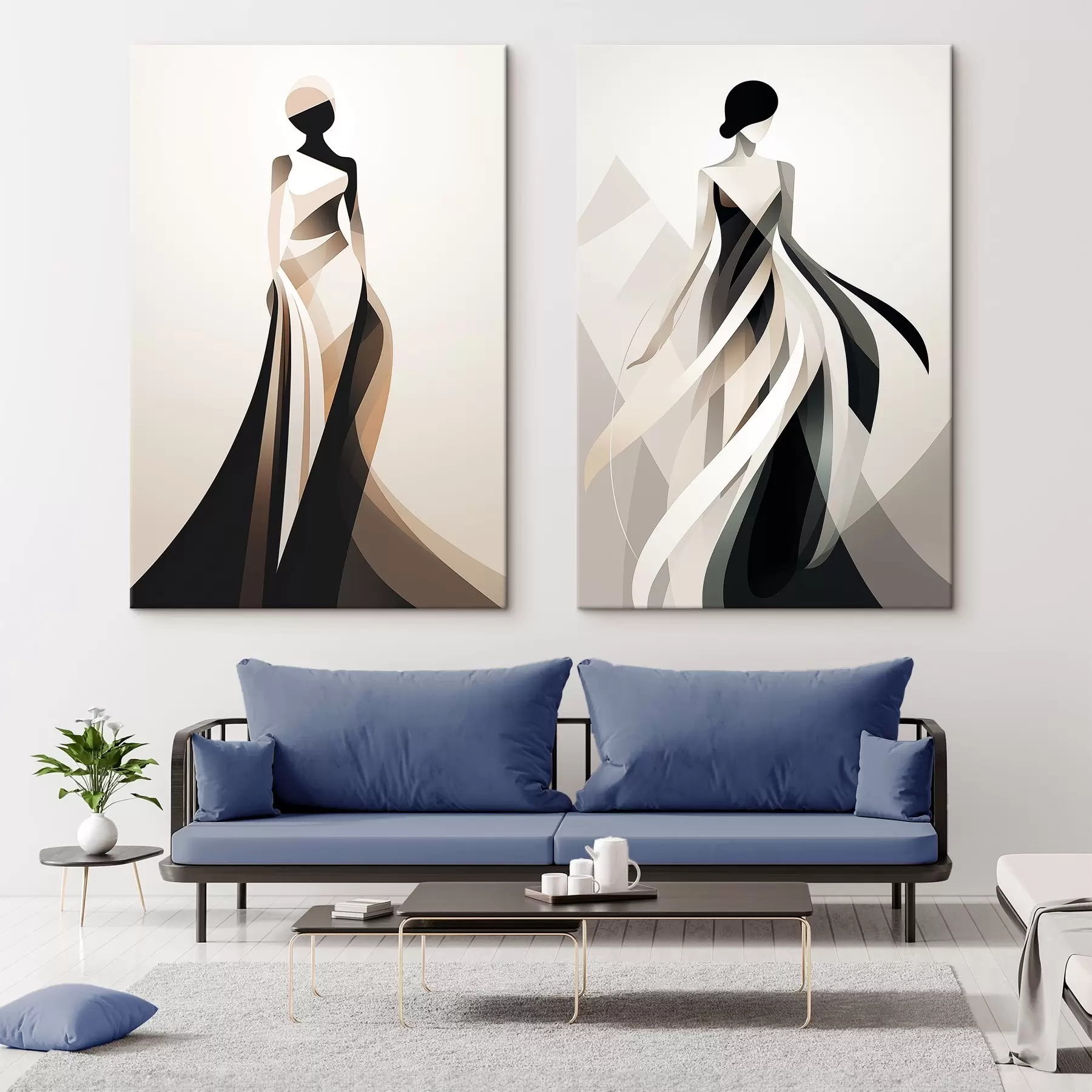 Wandbilder Silhouettenkomposition in hellen und dunklen Tönen m00465