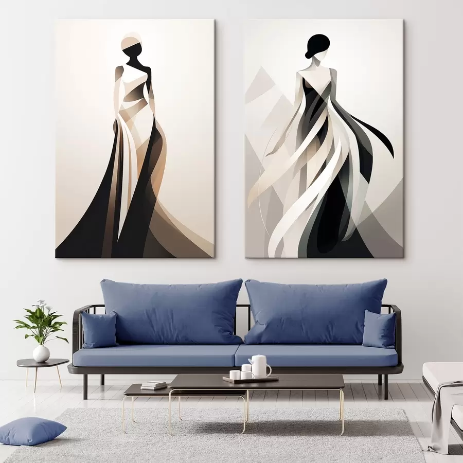 Wandbilder Silhouettenkomposition in hellen und dunklen Tönen m00465