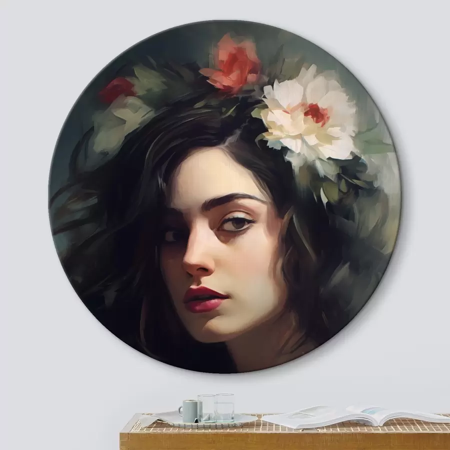 Wandbilder Dunkelhaarige Frau mit einer Blumenkrone r44762