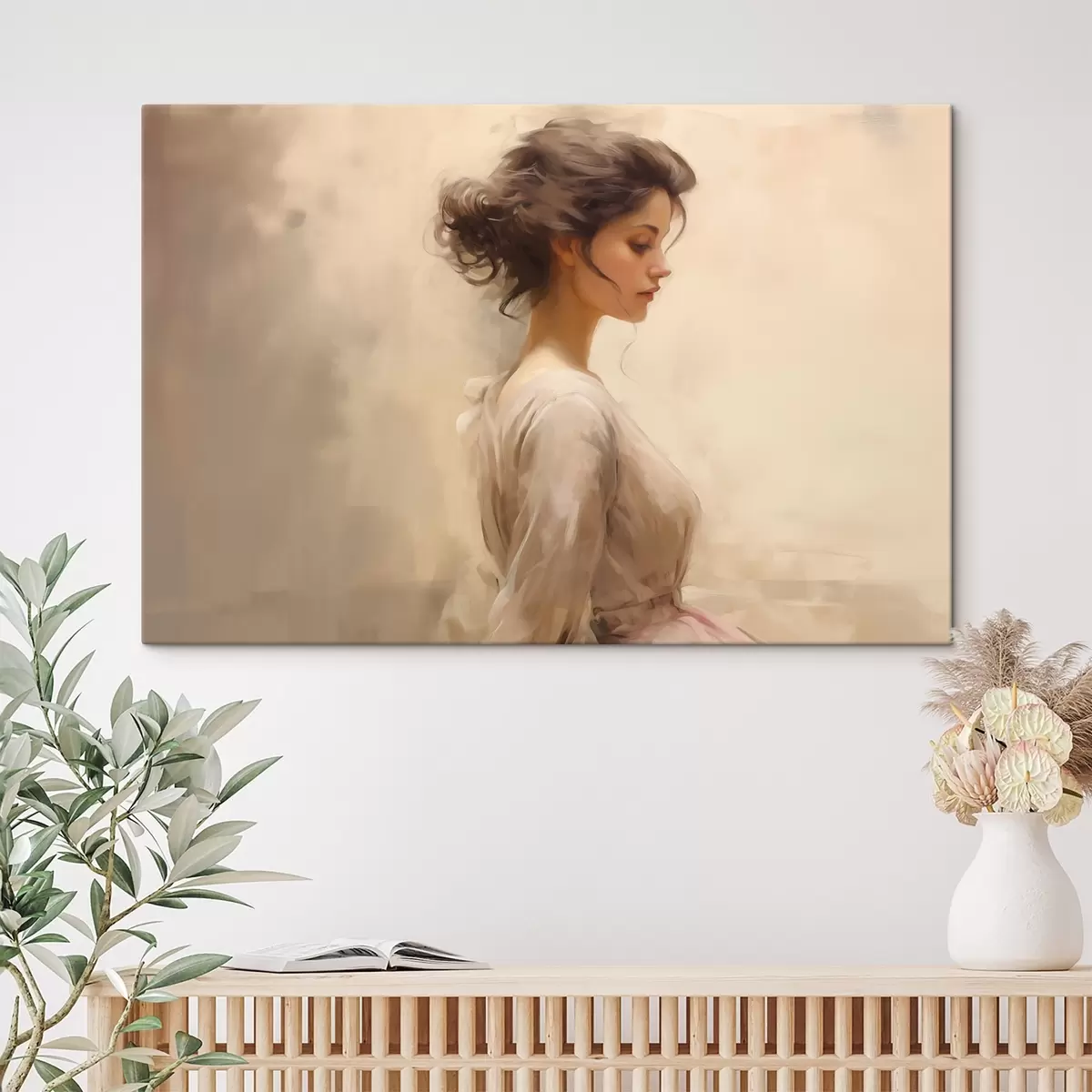 Wandbilder Sanfte weibliche Figur auf hellem Hintergrund s44752