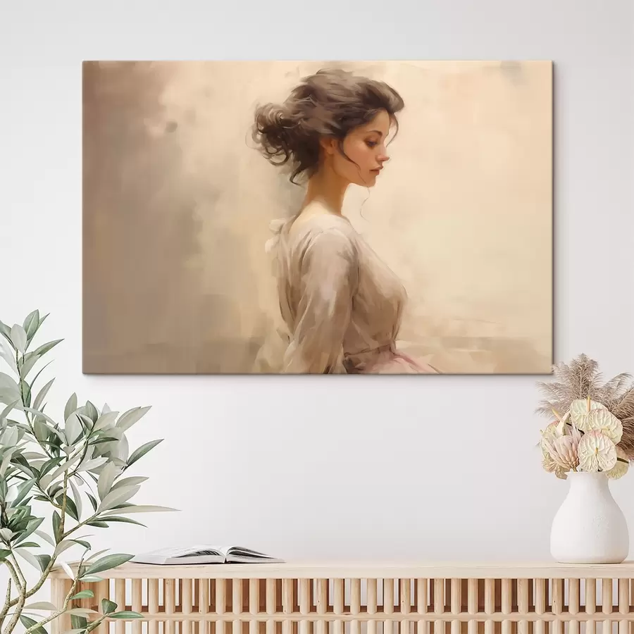 Wandbilder Sanfte weibliche Figur auf hellem Hintergrund s44752