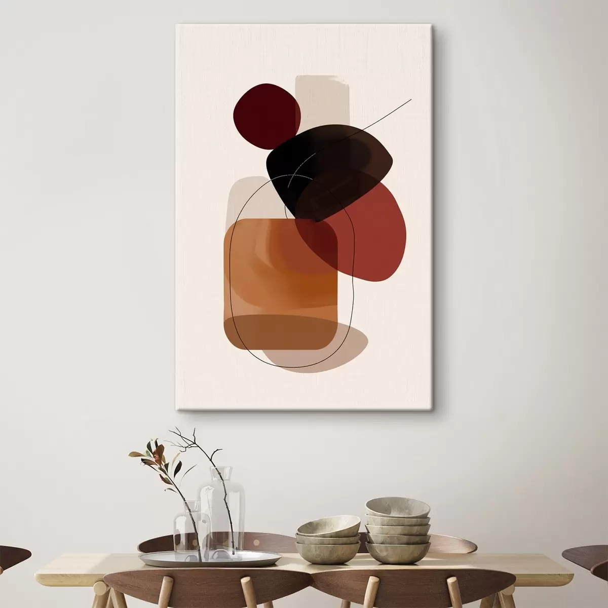 Wandbilder Komposition in weinroter und brauner Farbpalette s44758