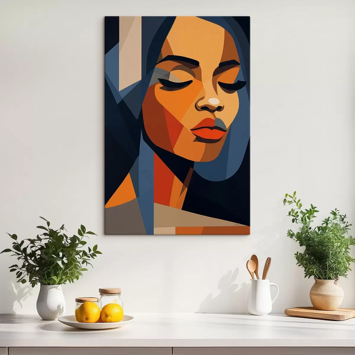 Wandbilder Grafisches Porträt mit geschlossenen Augen s44760