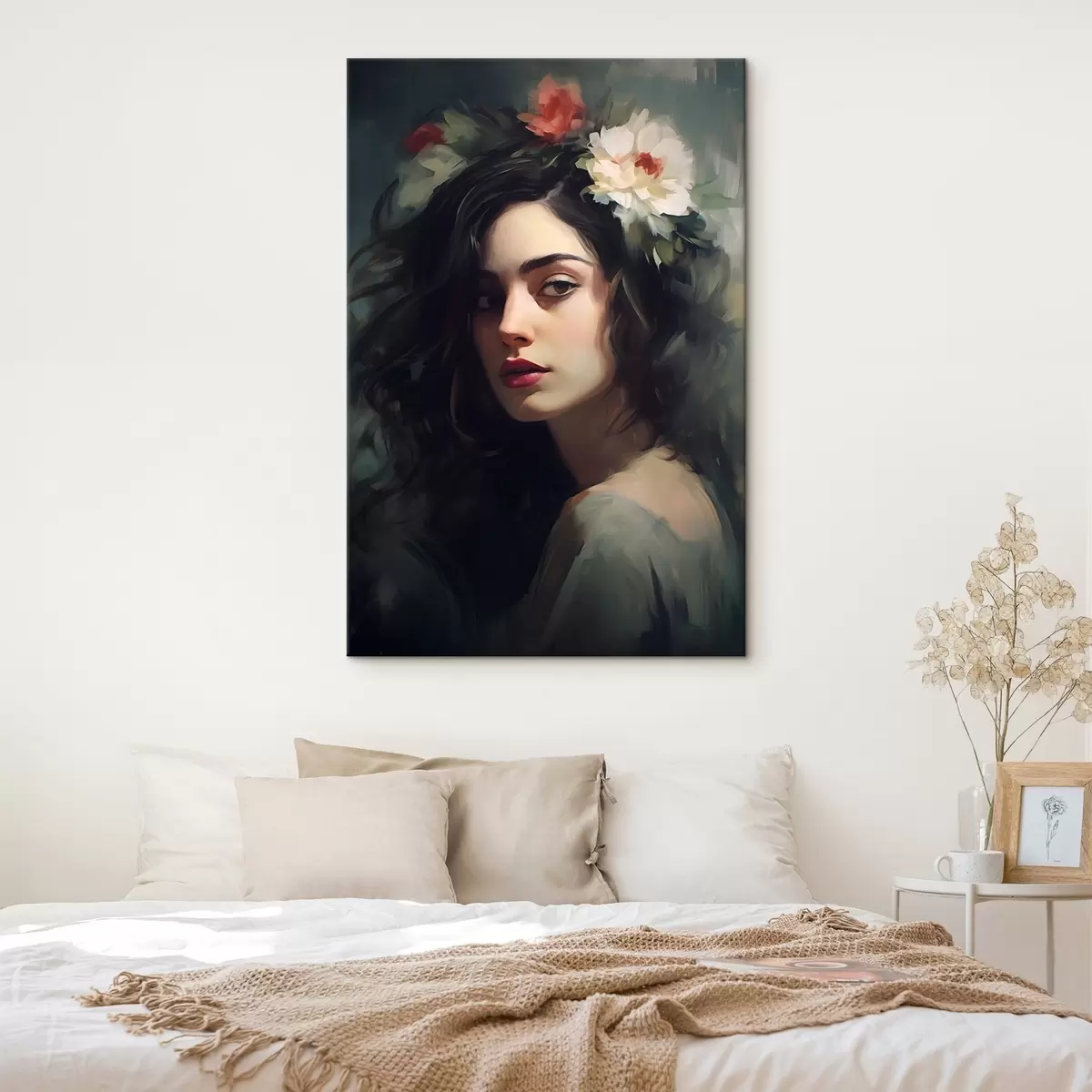 Wandbilder Dunkelhaarige Frau mit einer Blumenkrone s44762