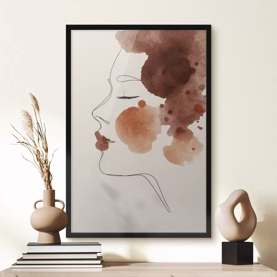 Fototapete Gesicht in Linien und Brauntönen f44757