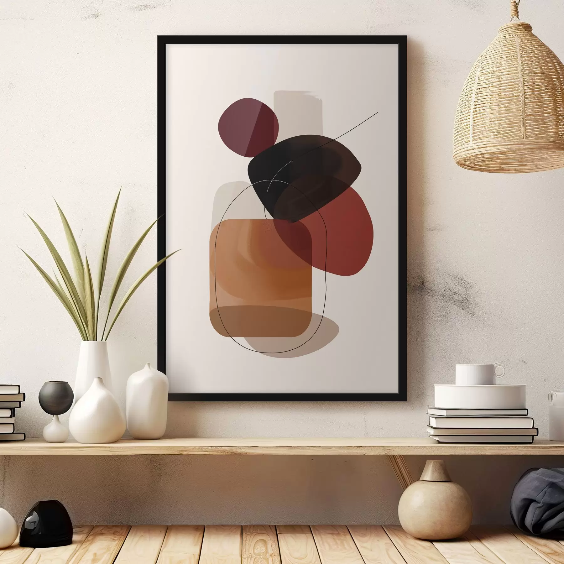 Wandbilder Komposition in weinroter und brauner Farbpalette f44758