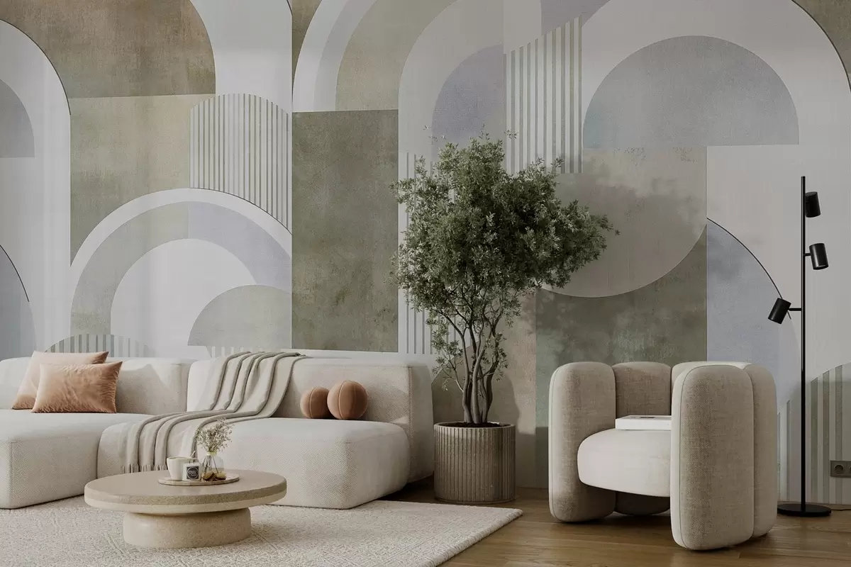 Fototapete Abstrakte Geometrie im Art-déco-Stil mit Retro-Effekt w04079