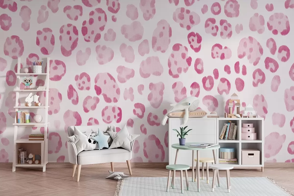 Fototapete Leopardenmuster, Wolltextur, rosa Farbe w04112v2