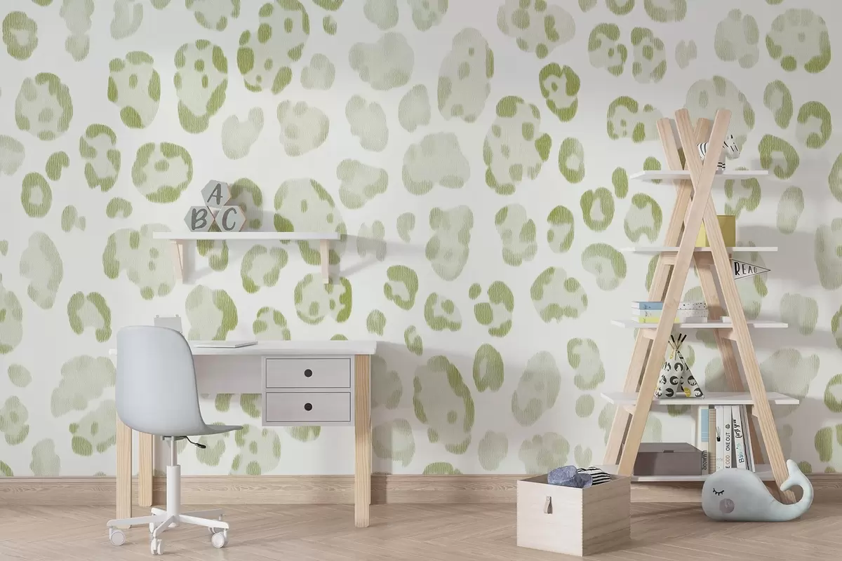 Fototapete Leopardenmuster, Wolltextur, grüne Farbe w04112v3