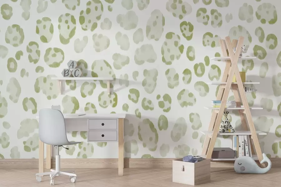 Fototapete Leopardenmuster, Wolltextur, grüne Farbe w04112v3