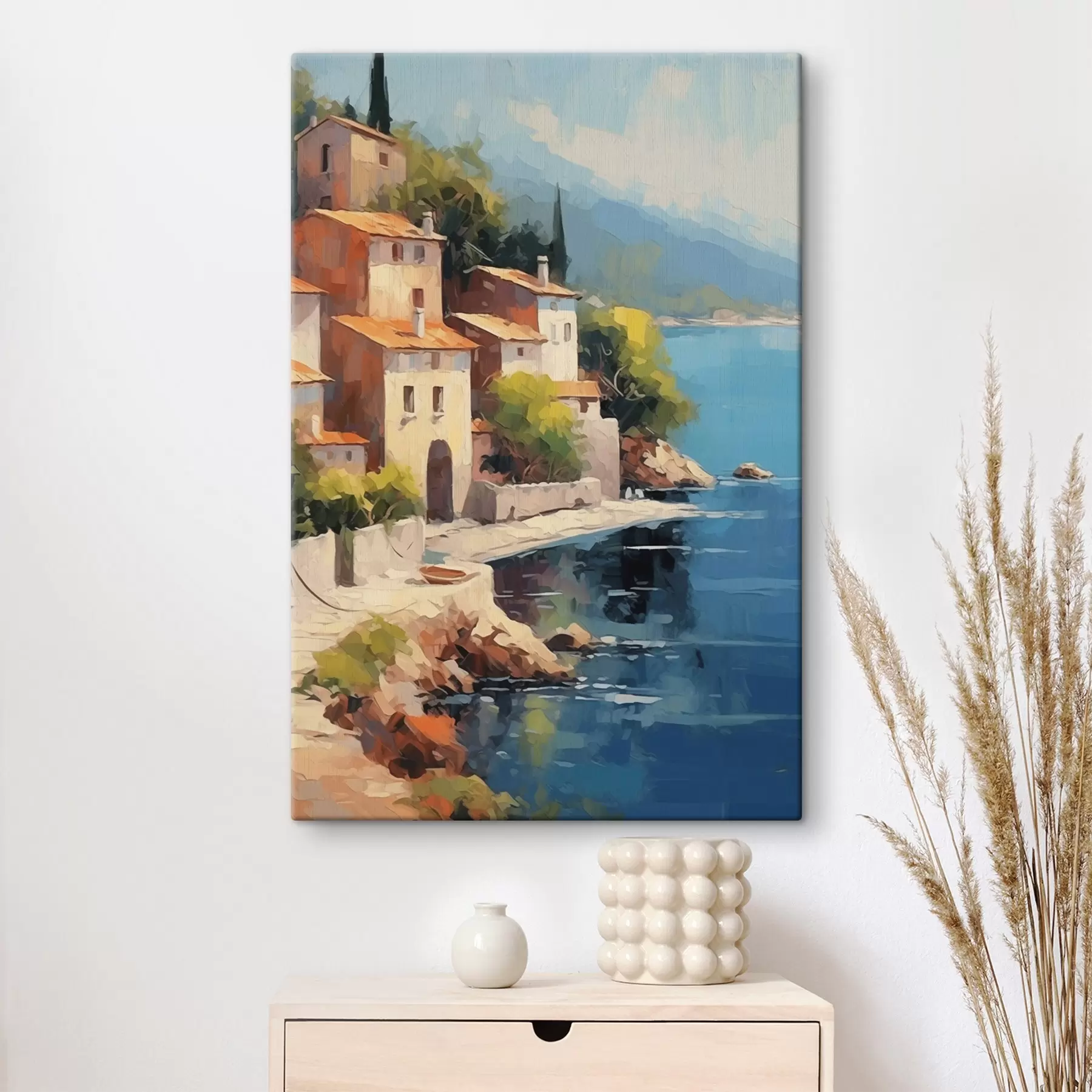 Wandbilder Häuser an der Bucht Nachahmung der Malerei s44773