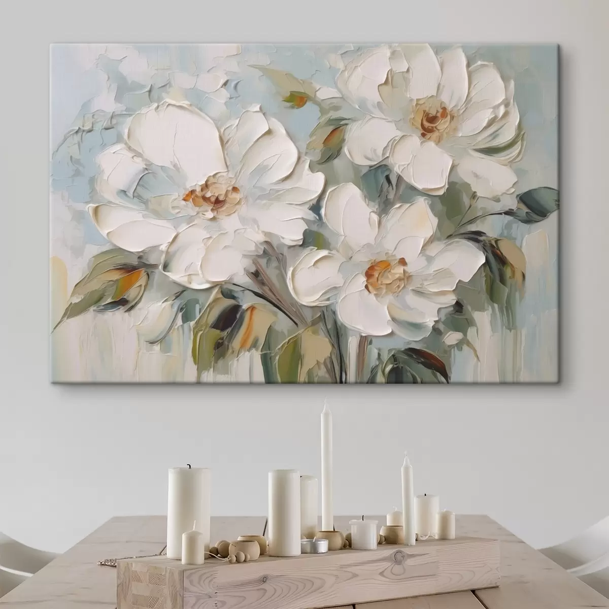 Wandbilder Weiße Blumen Nachahmung Malerei s44775