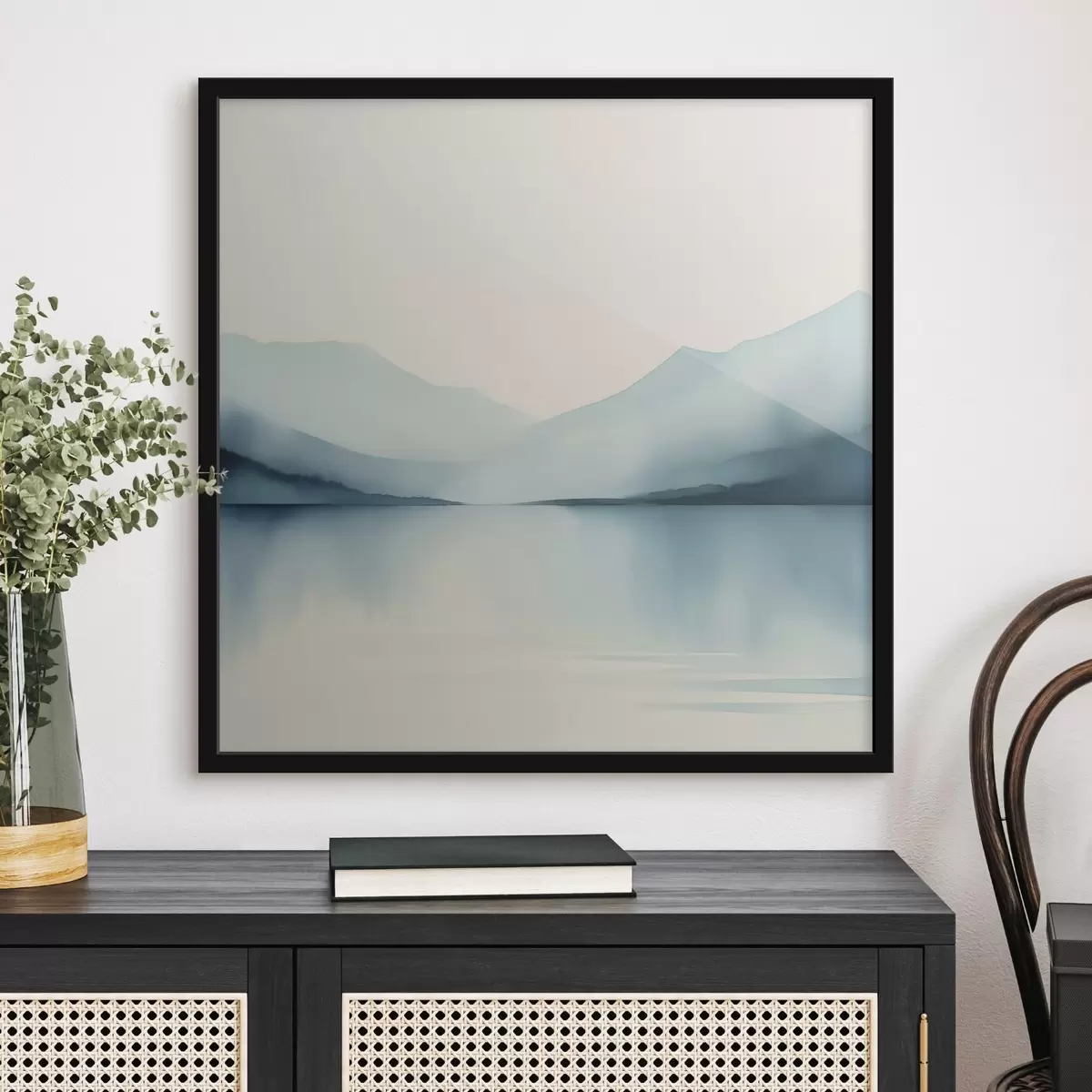 Poster Berge hinter dem See Nachahmung des Aquarells f44764