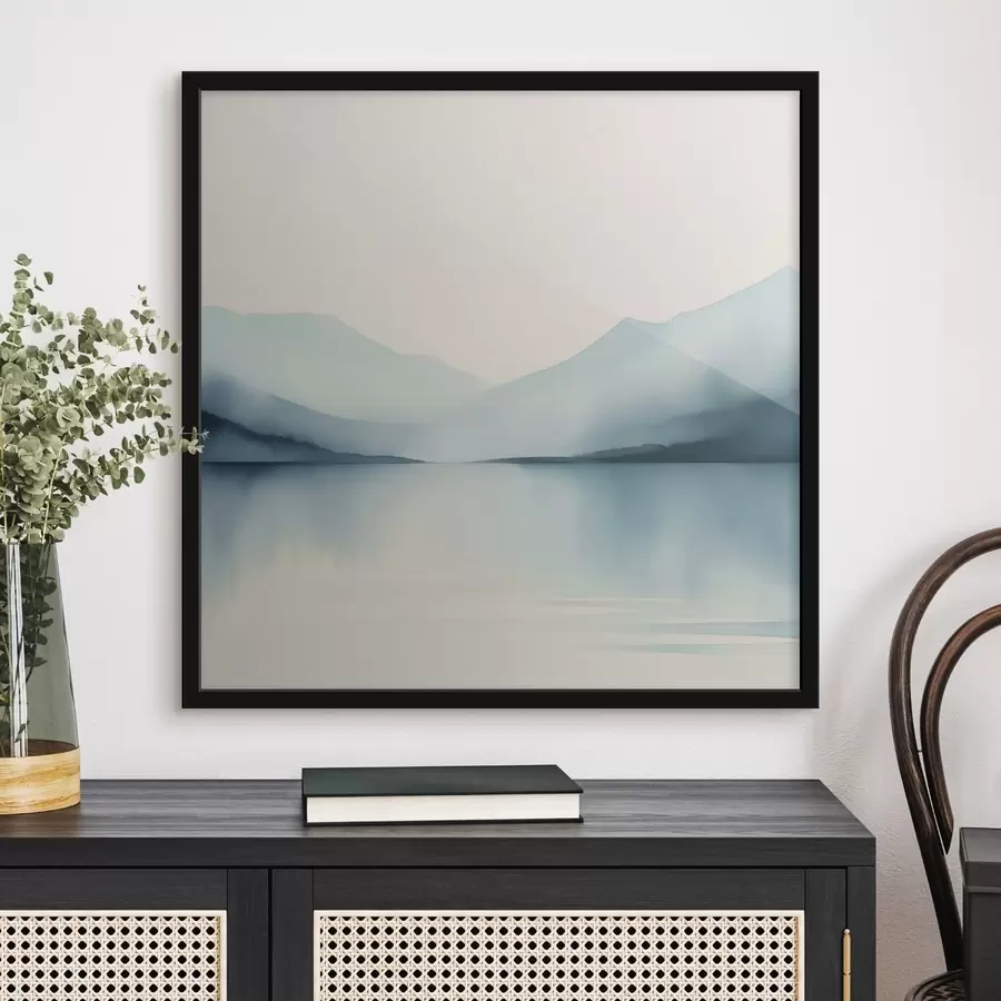 Fototapete Berge hinter dem See Nachahmung des Aquarells f44764