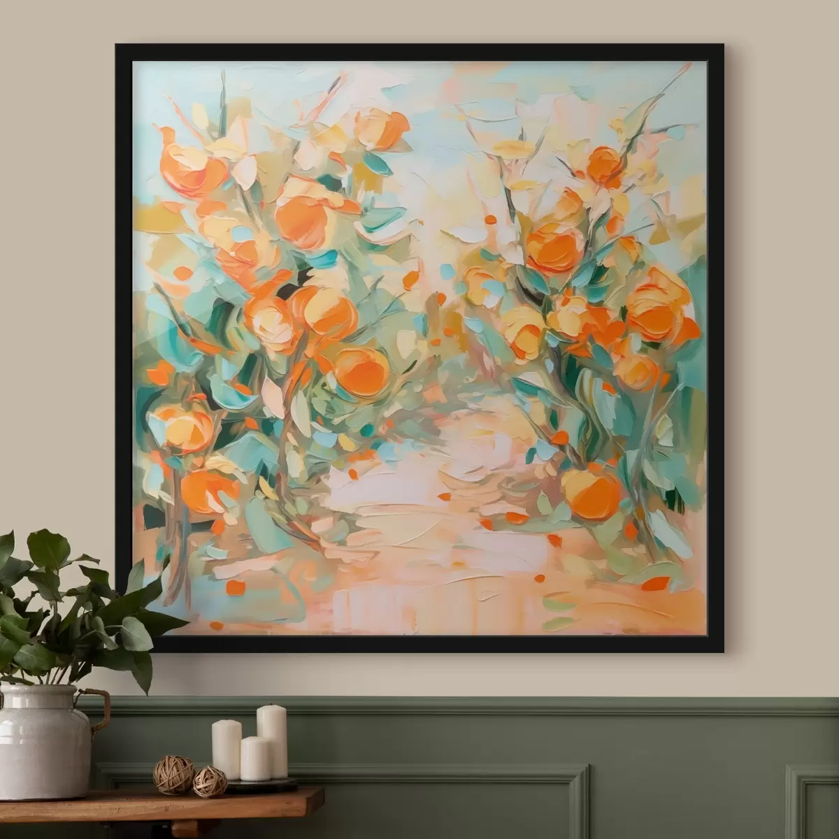 Poster Abstrakte Orangenhain-Imitation Gemälde f44772