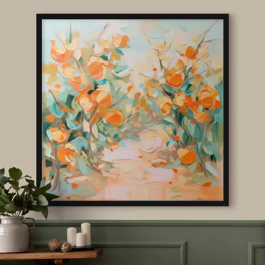 Fototapete Abstrakte Orangenhain-Imitation Gemälde f44772