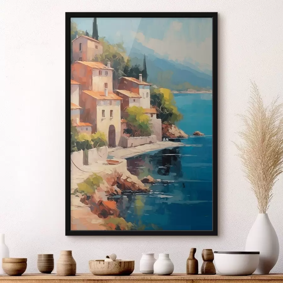 Fototapete Häuser an der Bucht Nachahmung der Malerei f44773