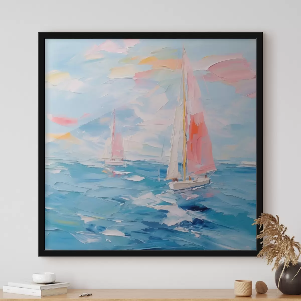 Poster Segelboote auf dem Meer Nachahmung Malerei f44780