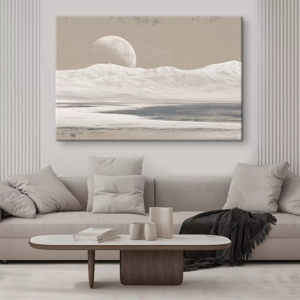 Wandbilder Wüstenlandschaft mit Mond am Horizont s44787