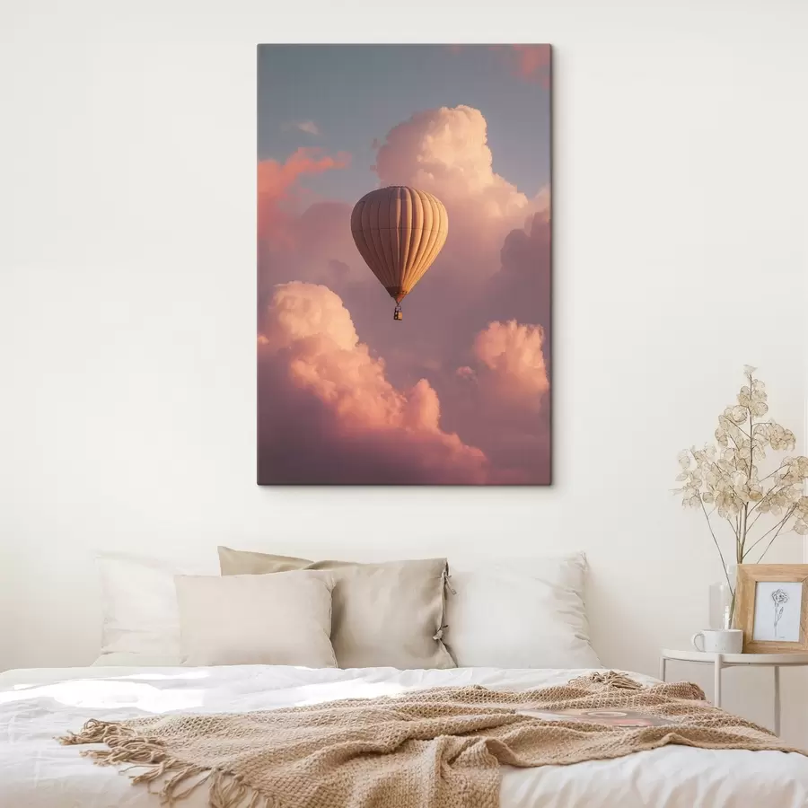 Wandbilder Luftballon in den Sonnenuntergang Himmel mit Wolken s44790