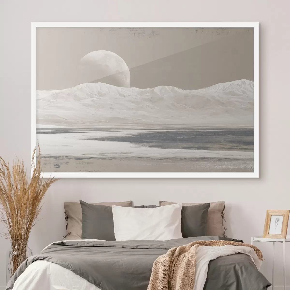 Poster Wüstenlandschaft mit Mond am Horizont f44787