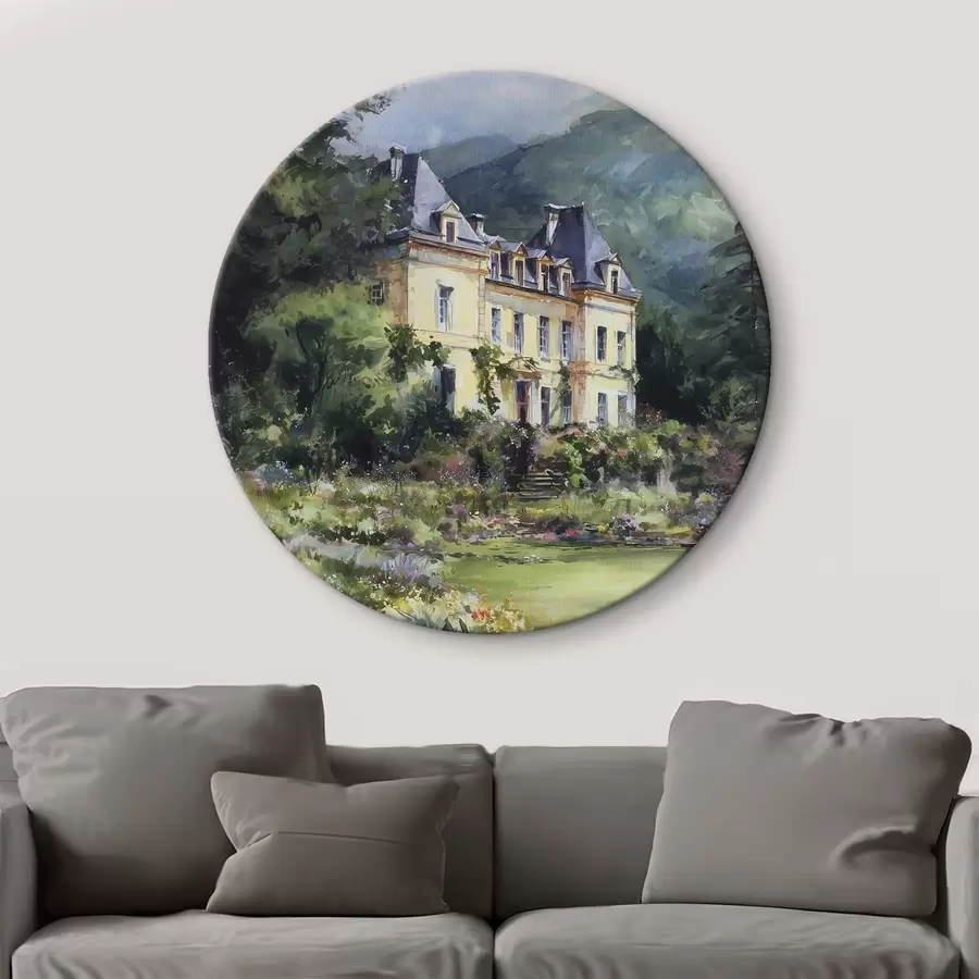 Wandbilder Französisches Schloss, umgeben von einem Garten mit Lavendel r44797