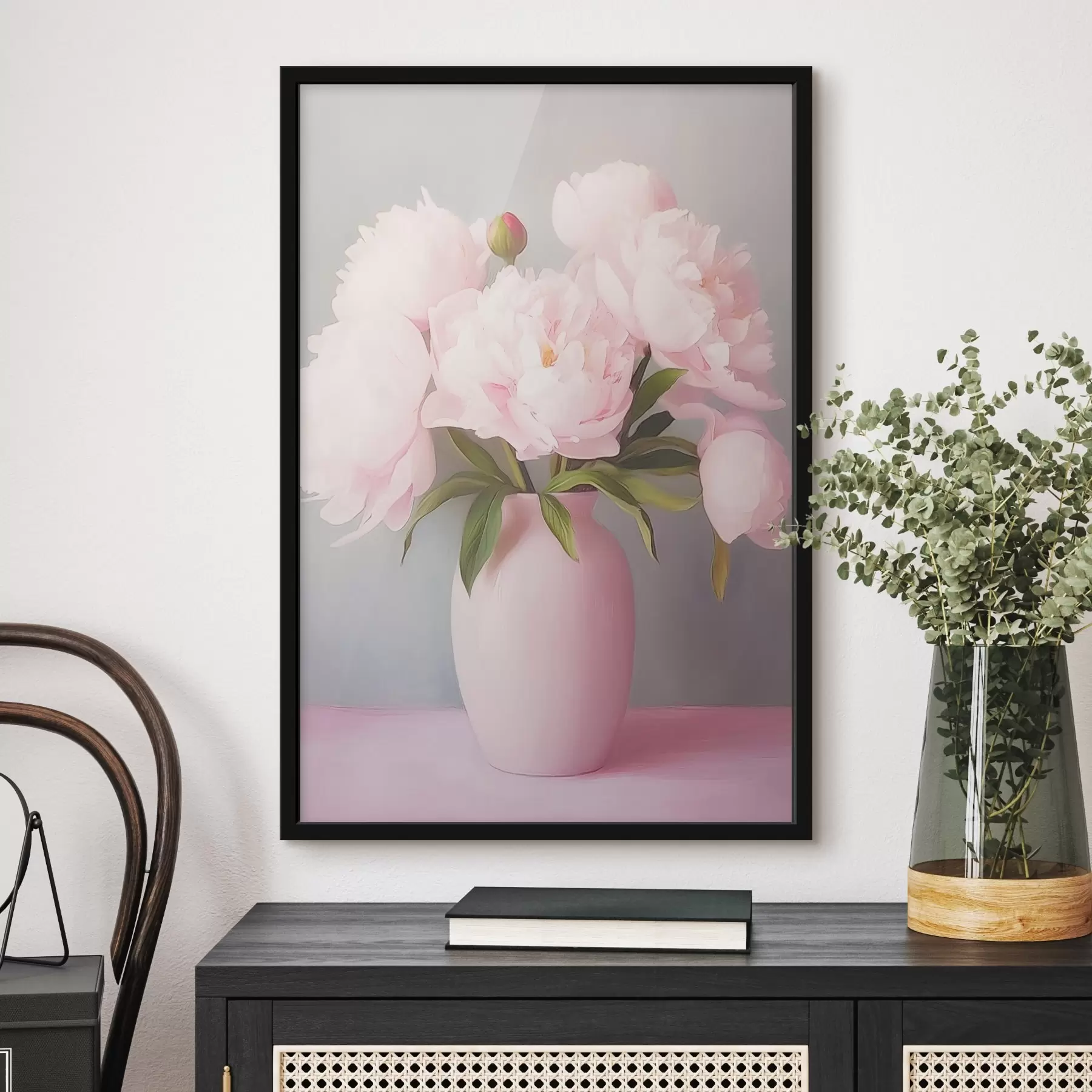 Fototapete Pfingstrosen in einer rosa Vase f44809