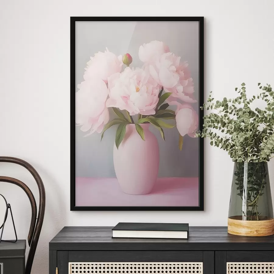 Fototapete Pfingstrosen in einer rosa Vase f44809