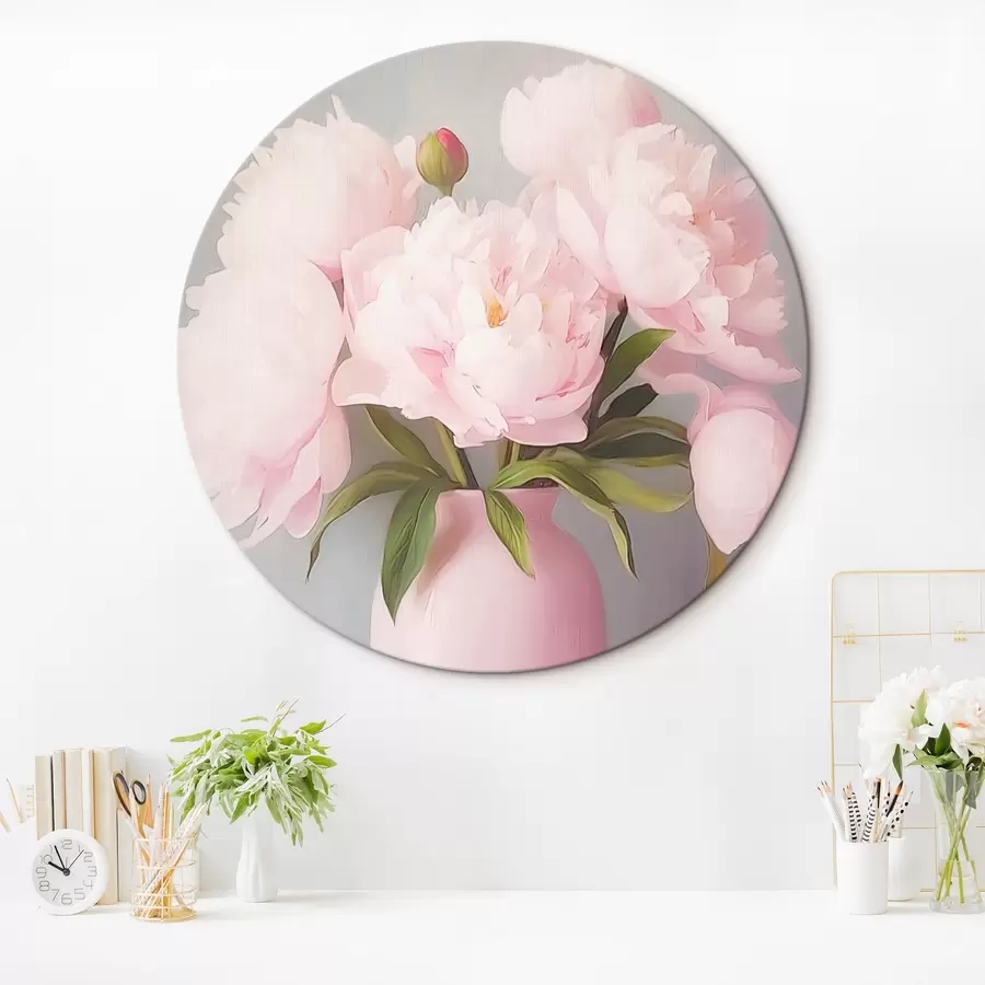 Wandbilder Pfingstrosen in einer rosa Vase r44809