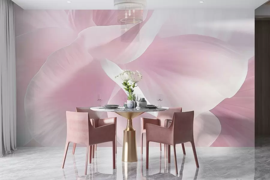 Fototapete Abstrakte strukturierte Blume mit zarten Blütenblättern, weiche Beleuchtung, elegante Komposition, minimalistische Ästhetik w09211v1