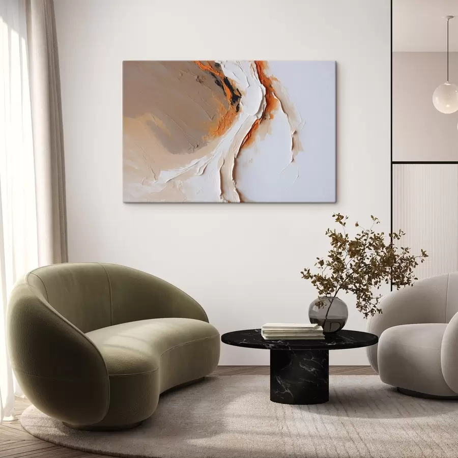 Wandbilder Sanftes Pastell mit orangefarbenem Akzent und weichen Strichen s44874