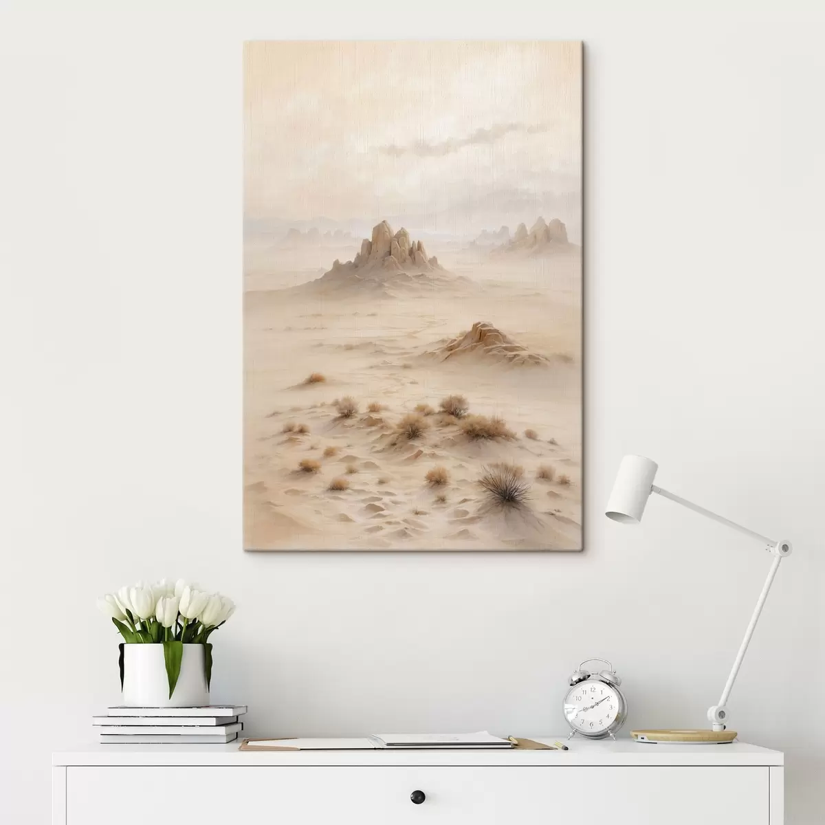 Wandbilder Minimalistische Wüstenlandschaft mit Bergfelsen s44883