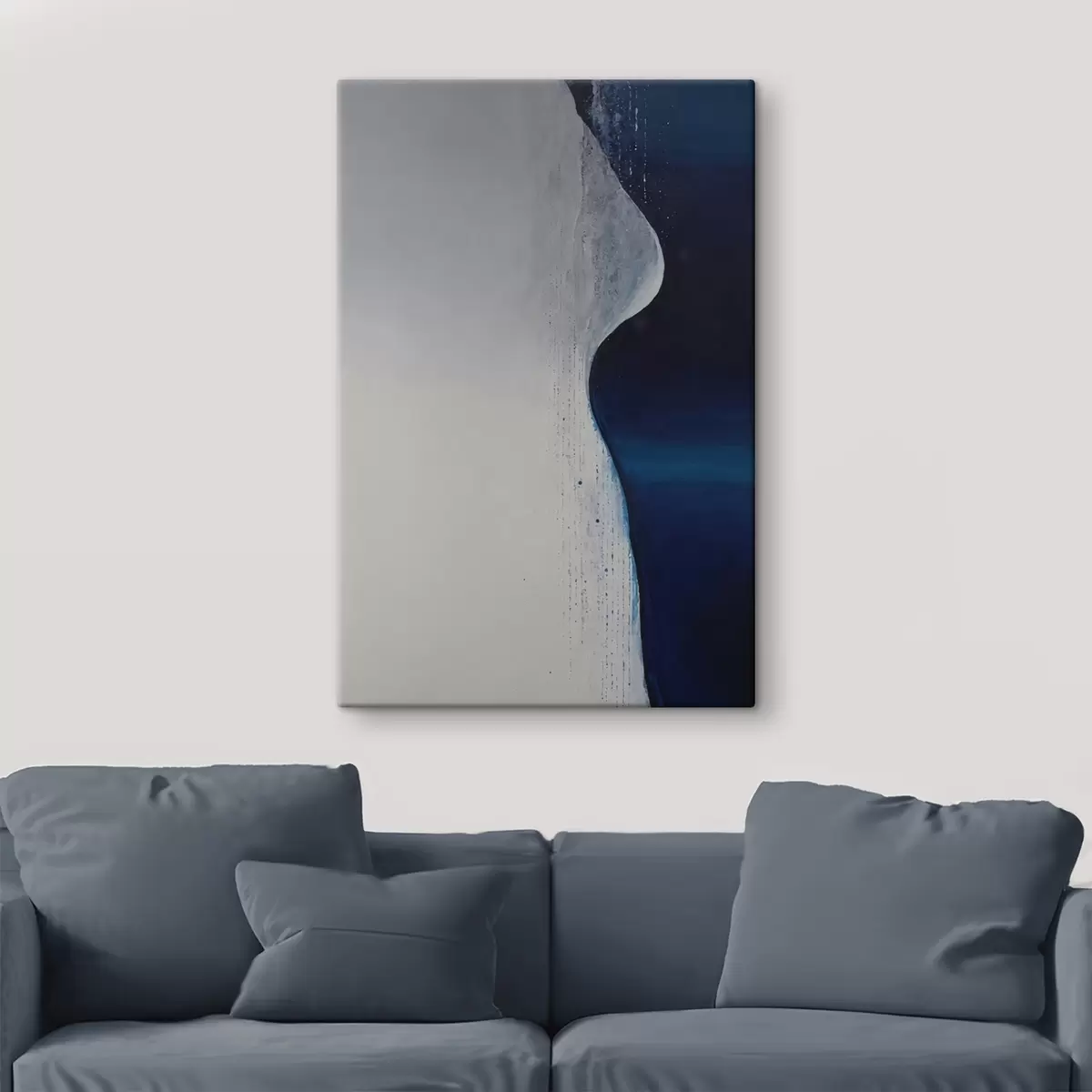 Wandbilder Abstraktion in Form einer Welle mit weißen und blauen Palette blaue Palette s44895