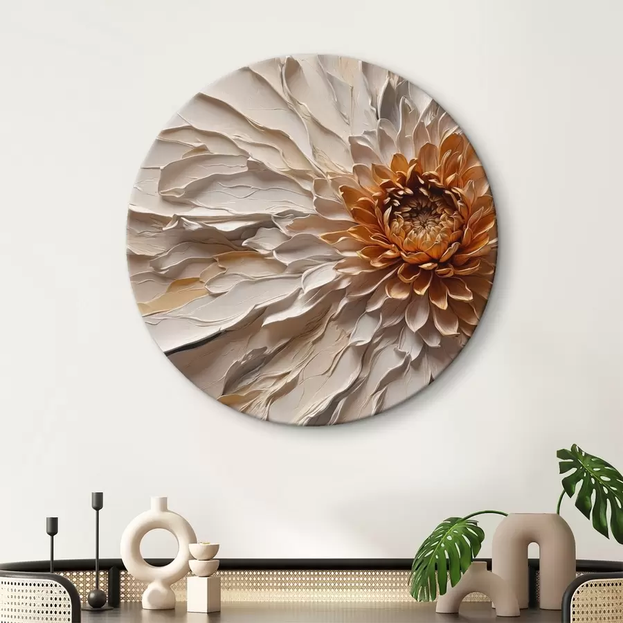 Wandbilder Voluminöse Blüte mit cremefarbenen Blütenblättern und warmem Kern r44878