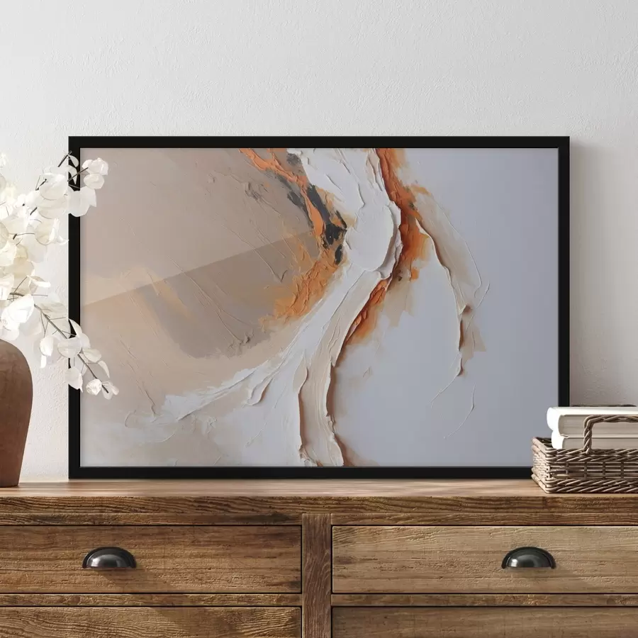 Fototapete Sanftes Pastell mit orangefarbenem Akzent und weichen Strichen f44874