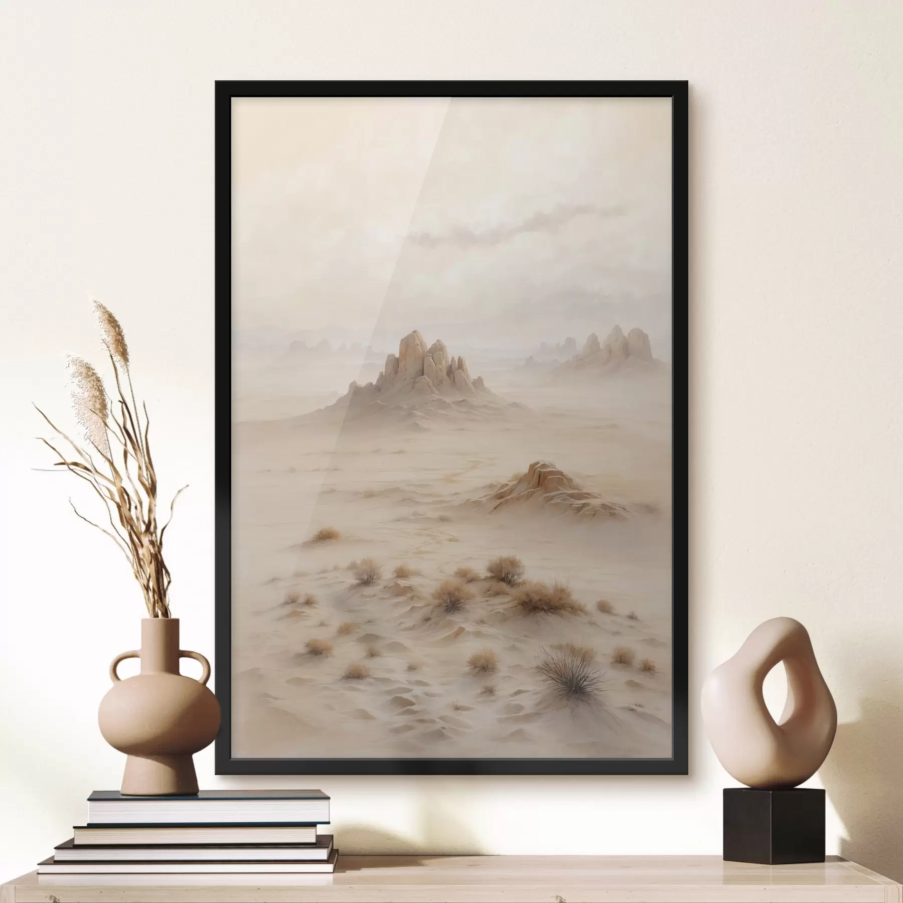 Fototapete Minimalistische Wüstenlandschaft mit Bergfelsen f44883